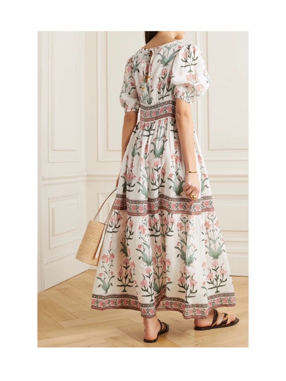 Hannah Cream Floral Maxi Dress with Puff Sleeves - Picture 3 of 7